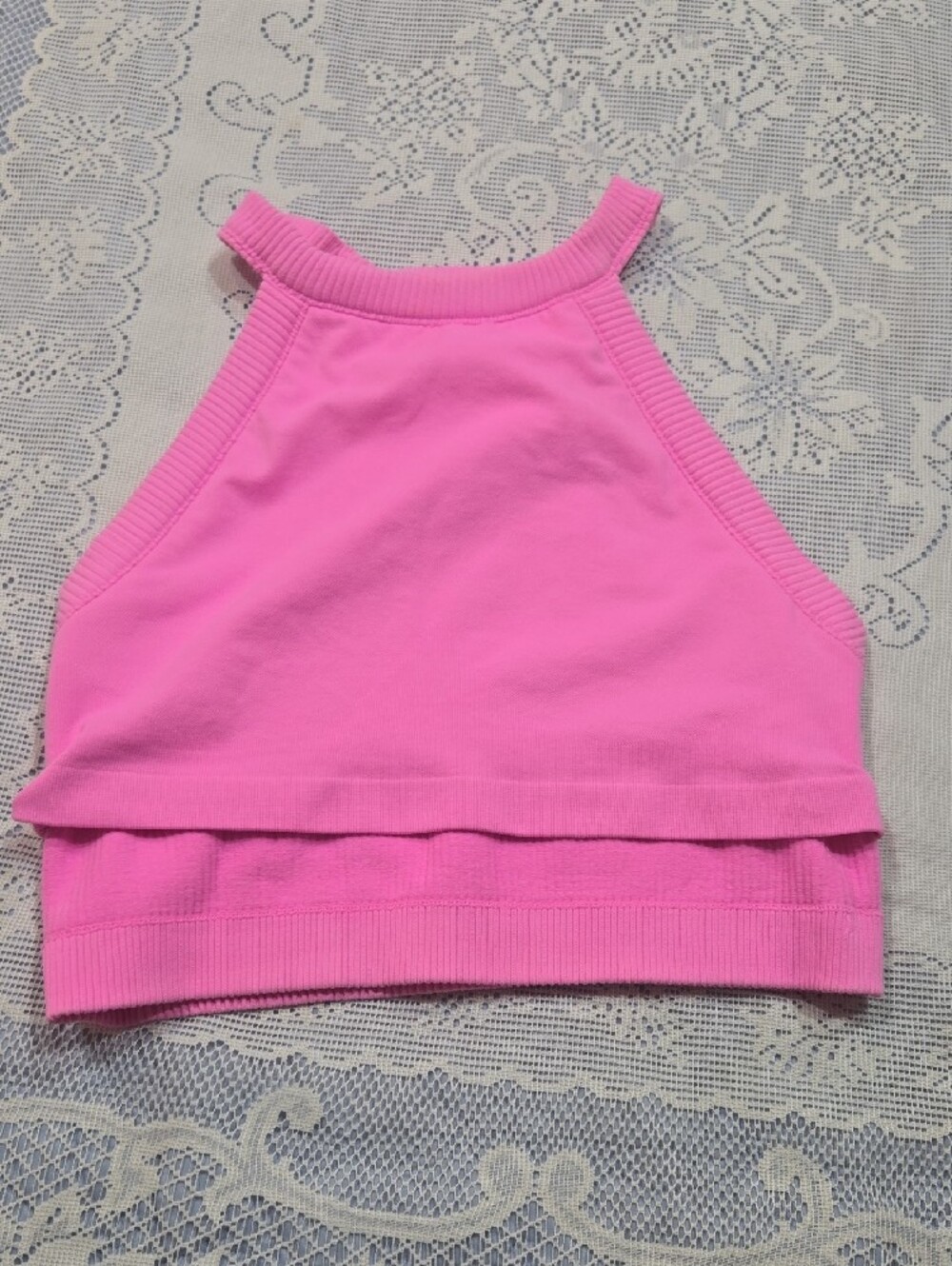 Aerie Hot Pink Ribbed Halter Tank Top Sz XL - Picture 4 of 4